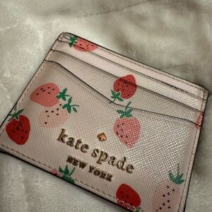 Kate Spade Pink and Red Strawberry Card Holder